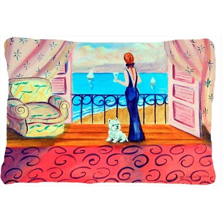 MICASA 12 x 16 in. Westie With Mom And A View Decorative Indoor and Outdoor Fabric Pillow MI54433